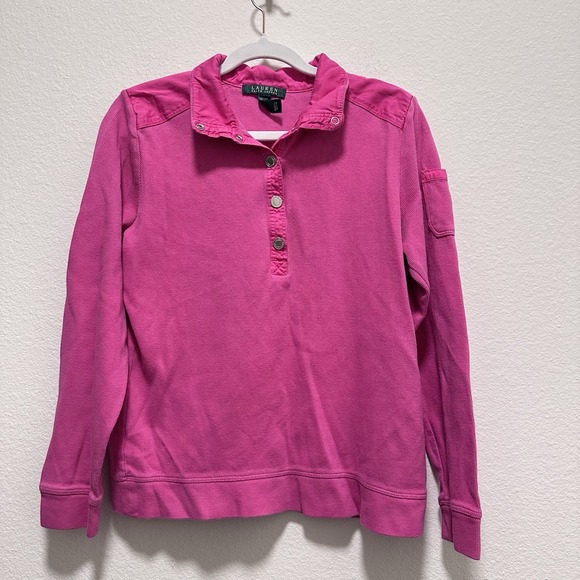 Ralph Lauren Sweaters - Y2K Lauren Ralph Lauren Womens Pullover Pink Long Sleeve Mock Neck Preppy Sz M